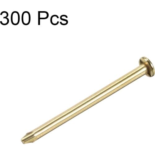 Uxcell 300 Pieces High-quality Iron Small Tiny Nails 1.2mm X 19mm for DIY Household Accessories Gold Tone Copper Plating