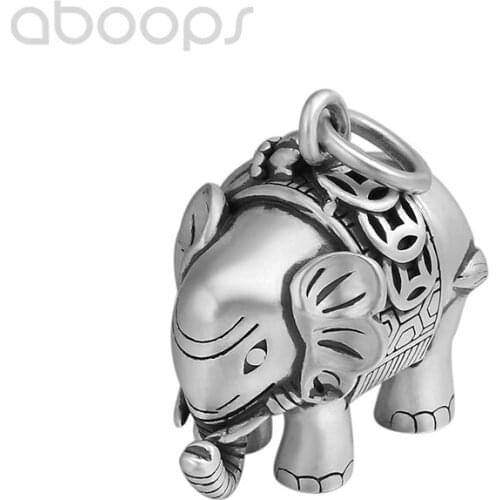 Vintage 990 Sterling Silver Elephant Pendant for Men Women,Matte Finish,Free Shipping