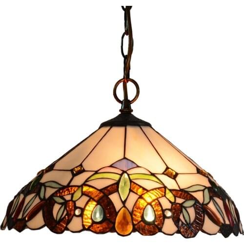 16 Inch(40cm) Wide Stained Glass Dining Room Lights Pendant Lamp Victorian Hanging Light