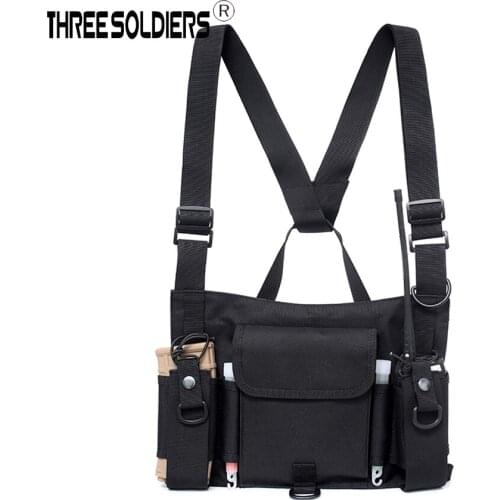 Military Tactical Radio Harness Chest Front Pack Walkie Talkie Pouch Holster Carry Waist Bag Adjustable Chest Rig Hunting Vest