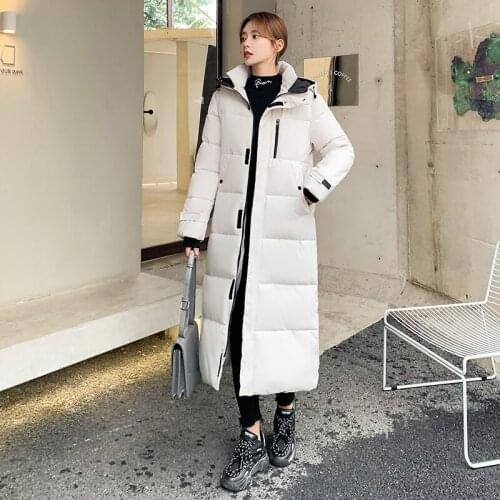 Womens mid-length cotton-padded jacket for 2021 winter new style down cotton Korean style over-the-knee loose padded jacket