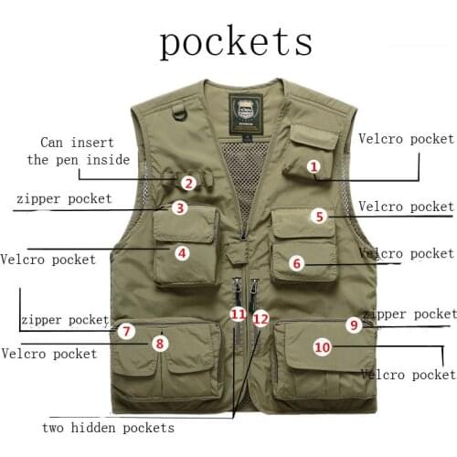 Fishing Vests Quick Dry Breathable Multi Pocket Mesh Vest Sleeveless Jackets Unloading Photography Hiking Vest Fish Vest