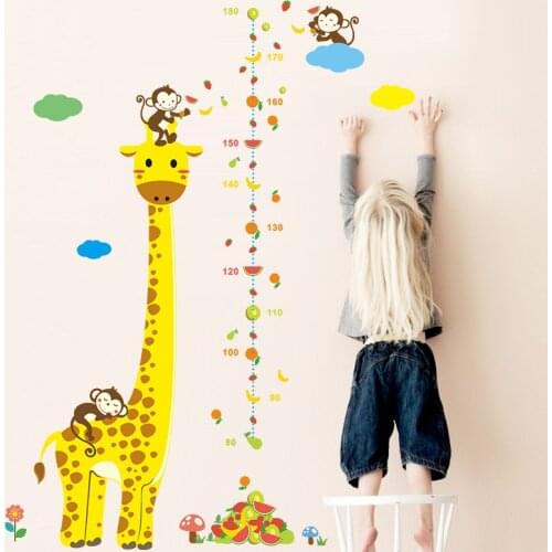 Giraffe Removable Height Chart Measure Wall Sticker Decal Animal world childrens room bedroom decoration stickers