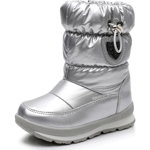 ULKNN Winter Boots For Girls Boys Kids Boots 2021 New Waterproof Botas Thickening Snow Gold Dark Green 26 27 28 29 30 Size