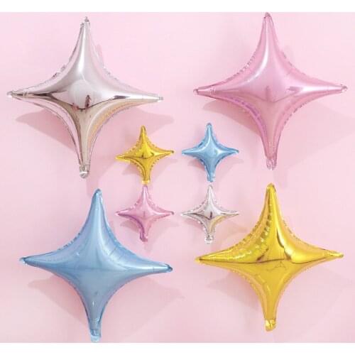 10Pc Baby Birthday Balloon 10/18-inch 4-pointed Star Aluminum Foil Balloons Party Supplies Wedding Room Decoration Star Balloons