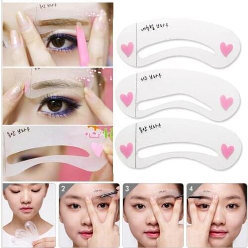 3 styles/set Grooming Stencil Kit Shaping DIY Beauty Eyebrow Template Make Up Tool Hot Sale