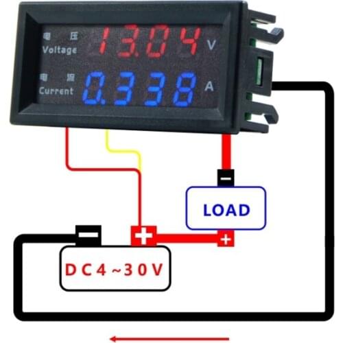50LB 4 Digits High Precision DC 100V 200V 10A Voltmeter Ammeter Dual LED Digital Display Amp Volt Merter Panel Gauge