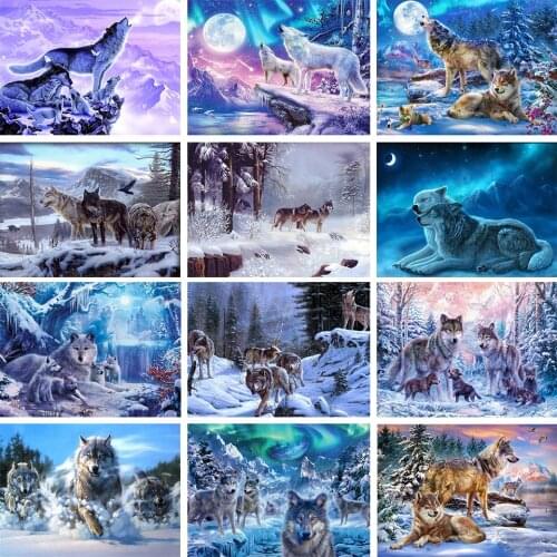 5D Diamond Painting Wolf Animal Rhinestone Picture DIY Full Diamond Embroidery Mosaic Handmade Art Painting Home Decoration Gift