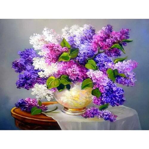 Full drill Diamond embroidery Purple Lilac Flower 5D DIY Diamond painting Cross Stitch Rhinestone mosaic decoration painting