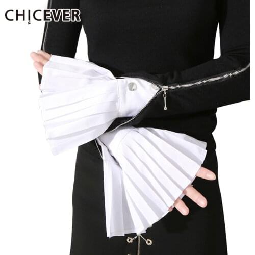 CHICEVER Korean Ruched Womens Gloves Flare Loose Casual Buttons Spring Cuff Accessories Glove Female 2020 New Fashion Clothes