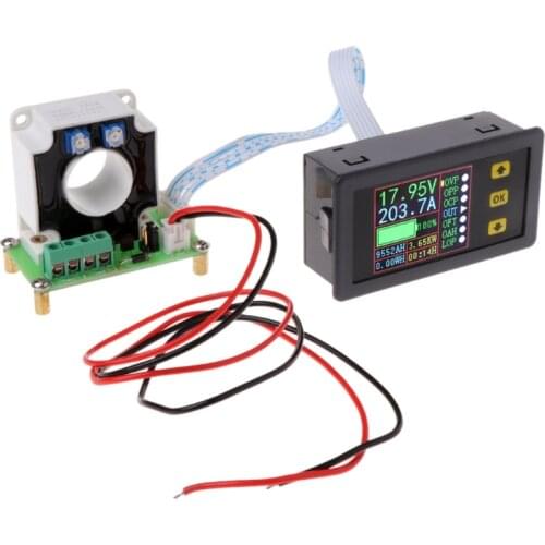 Digital DC Multimeter 0-90V 0-100A Voltmeter Ammeter Power Capacity Time Meter Monitor,Charge-Discharge Battery Tester