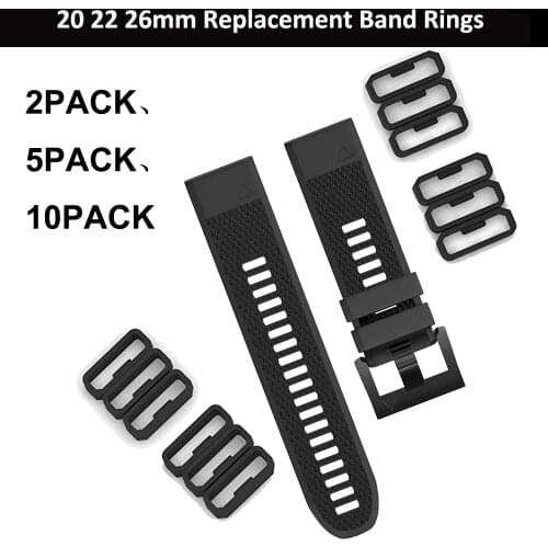 10pcs Black Rubber Clasp Keeper Ring Holder Loop Fastener Replacement for Garmin Fenix 6 6S 6X 5 5X 5S Plus/3/3HR Smart Watch