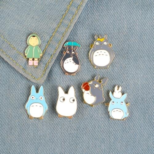 My Neighbor Comic Totoro Enamel Pins Chinchilla Brooches Bag Lapel Pin Shirt Badge Cartoon Animal Jewelry Gifts for Kids Friends