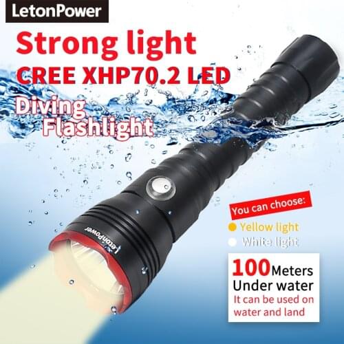 Diving Flashlight CREE XHP70.2 LED 4000Lumens Flashlight For Underwater Super Brightness Long Shot Tactical Scuba Diving Torch