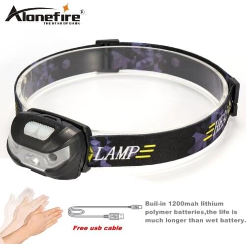 AloneFire HP31 Mini Rechargeable LED Headlamp 3000Lm Body Motion Sensor Headlight Camping Flashlight Head Light Torch Lamp