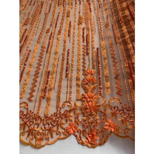 Hot Sale Nigerian Lace Fabric Handmand Beaded Tulle Lace Fabric SYJ-2186847 High Quality African French Net Lace Fabric