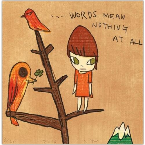 Holover Yoshitomo Nara"Words Mean Nothing at All"Canvas Painting Japanese Manga Unframed Cartoon Wall Art Home Decor Aesthetic