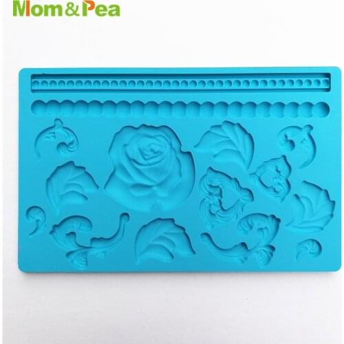 Mom&Pea Silicone Moulds lace Shape Fondant and Gum Paste Mold Cake Embossing Decoration Mold Pearl Flower