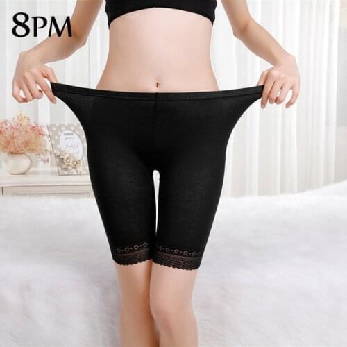 Summer Modal Shorts Plus Size Skin Colour Black Capris Sexy Lace Anti Chafing Thigh Safety Shorts Boxer Underwear ouc1054