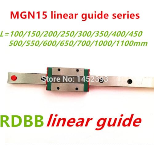15mm Linear Guide MGN15 100 150 200 250 300 350 400 450 500 550 600 700 mm linear rail + MGN15H or MGN15C block 3d printer CNC