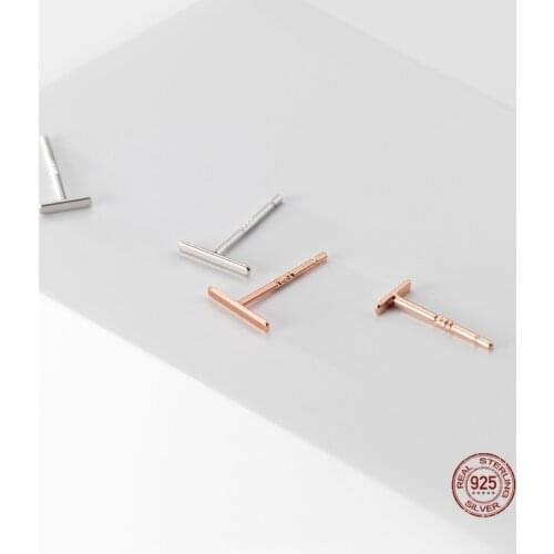LKO 2021 100% 925 Sterling Silver Cute Tiny Stick Stud Earrings Gift For Women Girls Lady Minimalism Jewellery Ornaments