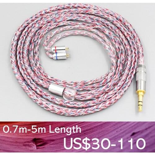 LN007563 16 Core Silver OCC OFC Mixed Braided Cable For 0.78mm Flat Step JH Audio JH16 Pro JH11 Pro 5 6 7 BA Custom Earphone