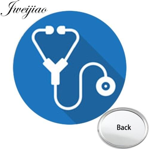 Youhaken Medical Doctor Stethoscope One Side Flat Mini Pocket Mirror For Nurse Compact Makeup Vanity Hand Travel Purse Mirror