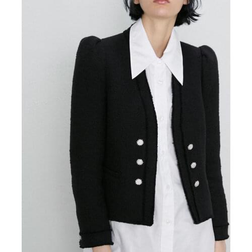 2020 Fashion Women Spring Autumn Double Breasted Poplin Designer Blazer Jackets Female Black V-neck Long Sleeve Patchwork Coats