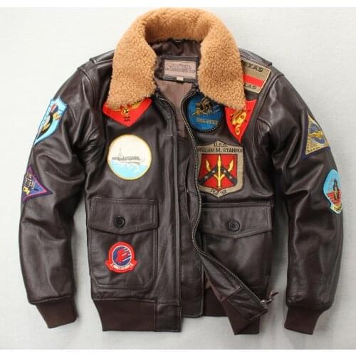 2019 New Men A2 Pilot Jacket Tom Cruise Top Gun Air Force Cow Coats 100% Real Fashin Thick Cowhide Russia Winter Coats