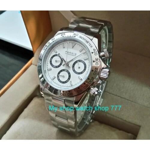 Sapphire Crystal 39mm PARNIS Japanese quartz movement mens watch Multi-function quartz watches 5Bar pa25