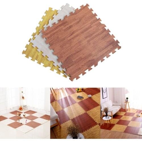 Soft Eva Foam Puzzle Crawling Mat;10pcs Wood Interlock Floor Tiles;Waterproof Rug For Kids,Living Room,Gym