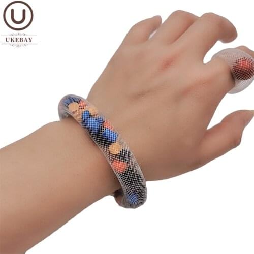 UKEBAY 2021 New Designer Handmade Bangles For Women Mesh Jewelry Charm Bracelet Luxury Bangle Gift Multicolor Chain Accessories