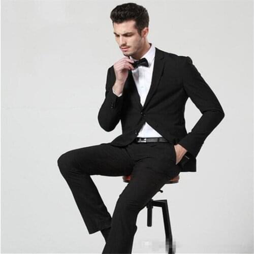 New Men’s Suit Smolking Noivo Terno Slim Fit Easculino Evening Suits For Men Black (Jacket+Pants) Lapel Wedding Clothing