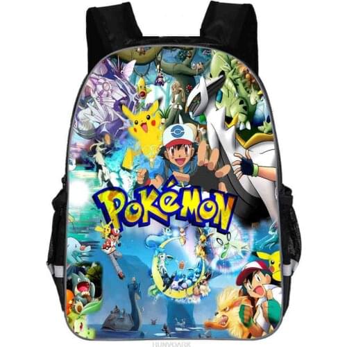 Original Pokemon Pikachu Backpack School Bag for Boys Girls 11-16inch Anime Cartoon Mochilas Children School Backpack