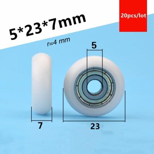 20pcs circular arc Plastic coated bearing 625ZZ 5*23*7mm 3D printer POM nylon pulley roller furniture fitting bearing