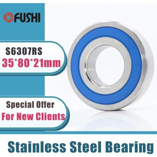 1PC S6307RS Bearing 35*80*21 mm ABEC-3 440C Stainless Steel S 6307RS Ball Bearings 6307 Stainless Steel Ball Bearing