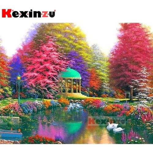 Full 5d Square/Round Diamond Painting-village pond-Diamond Embroidery kit Cross Stitch Mosaic Full Picture Rhinestone Decor Y674