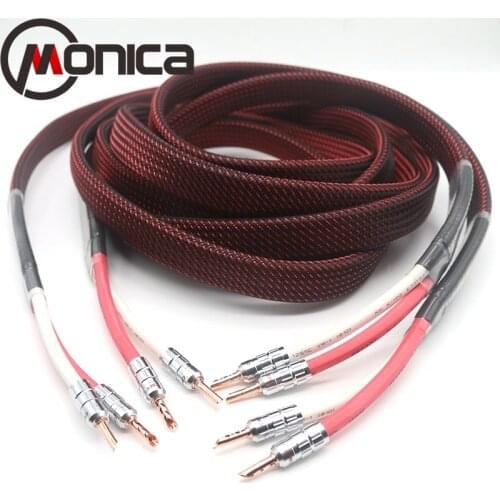 Monica HI-EDN silver plated VDH speaker cable main audio cable copper banbana plug HIFI speaker cable