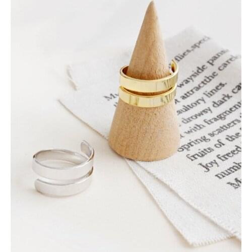 Sole Memory Simple Double-decker Cross Fashion 925 Sterling Silver Female Resizable Opening Rings SRI614