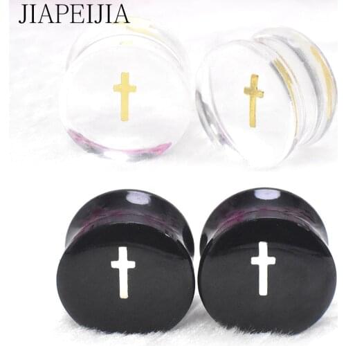 Transparent Cross Acrylic Ear Gauges Plugs Double Flared Ear Expander Stretching Kit Ear Piercing Jewelry 6-25mm