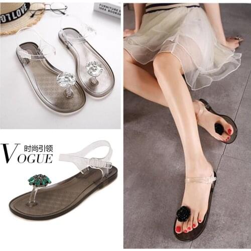 Beach seaside leisure vacation crystal jelly ladies sandals Summer 2020 new cute sweet pinch students flat shoes women shoes