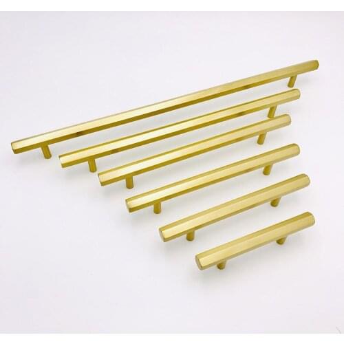 Hexagon Brass Cabinet Knobs Nordic Kitchen Handles Wardrobe Knob Drawer Pulls Hexagonal Dresser Handle Furniture Door Hardware