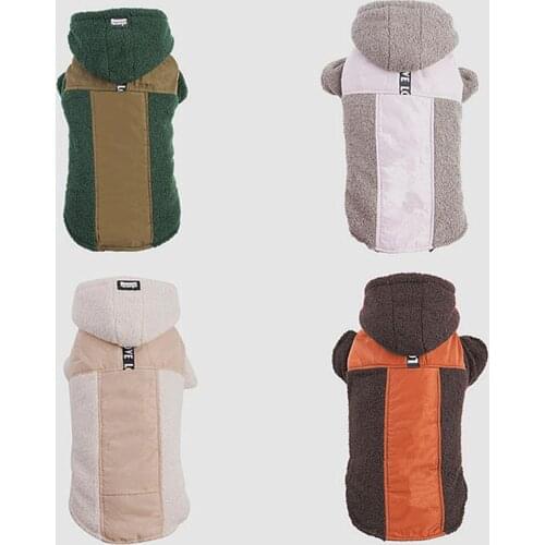 Dog Coat Jacket Warm Winter Warm Windproof Lambswool Hooded Padded Fleece Pet Coat Dogs Coat Jacket S-2XL