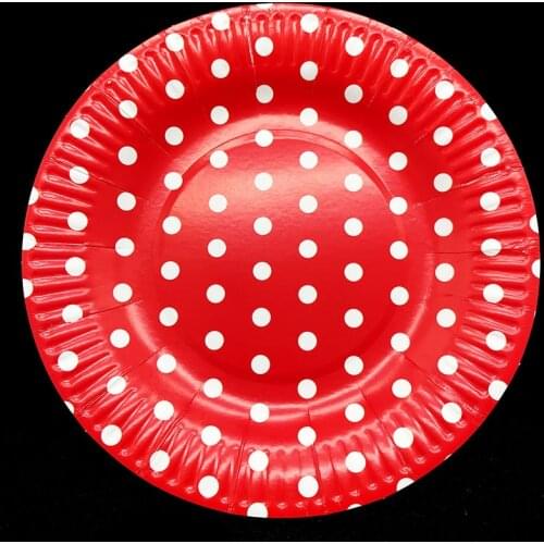 10pcs/lot red dots disposable plates red dots birthday party decorations polka dots disposable paper plates