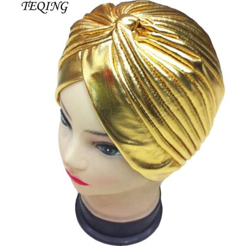 TEQING 2017 New Arrival India Muslim Popular Scarf Cap Gold Velvet Turban Hat Cross Twist Cap Casual Men Women Cap