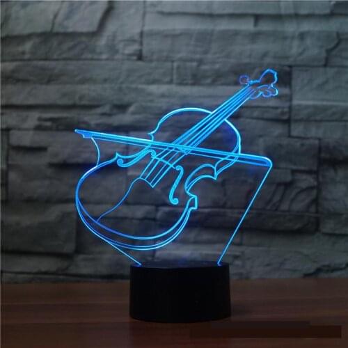 Violin 3d Lamp Colorful Touch Charging Led Visual Gift Table Lamp Novelty Remote Touch switch Usb 3d Led Night Light
