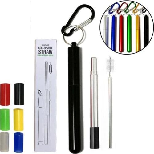 304 Stainless Steel Drinking Straw High Quality Metal Straw Portable straw For Travel Reusable Collapsible Metal Drinking Straw