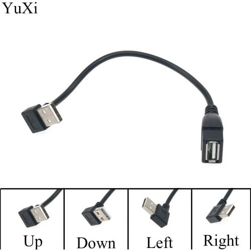 YuXi USB Extension Cables 20cm Female Type A USB 2.0 To Right Angle 90 Degree Male Plug Cable Cord Adapter USB Extension Cables