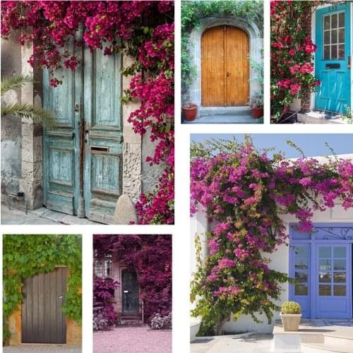 Spring Photography Backdrops Rural Village House Green Grass Flower Stone Floor Baby Portrait Background Photo Studio Photophone