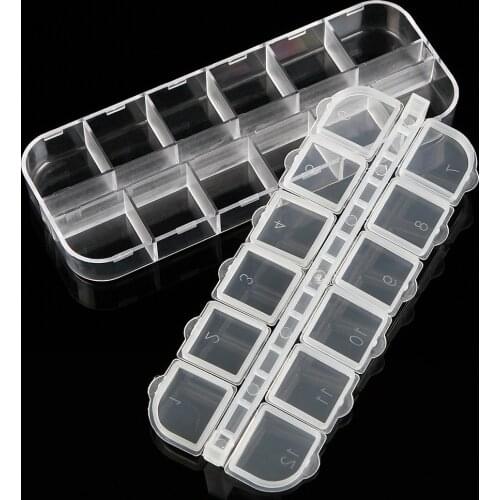 12-slot Mini Transparent Plastic Storage Box Diamond Painting Accessories Tool Nail Art Rhinestone Beads Storage Box
